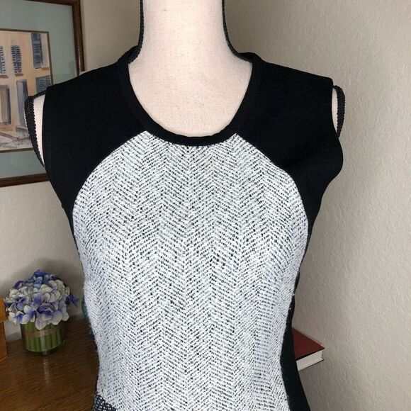 Desigual Oceano Gray and Black Mixed Weave Dark Academia Sheath Dress Size S - Picture 7 of 14
